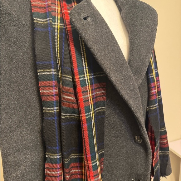 VTG Women's 12/14 Black Charcoal Union Made In USA Thick 100% Wool Long Trench - Picture 2 of 16